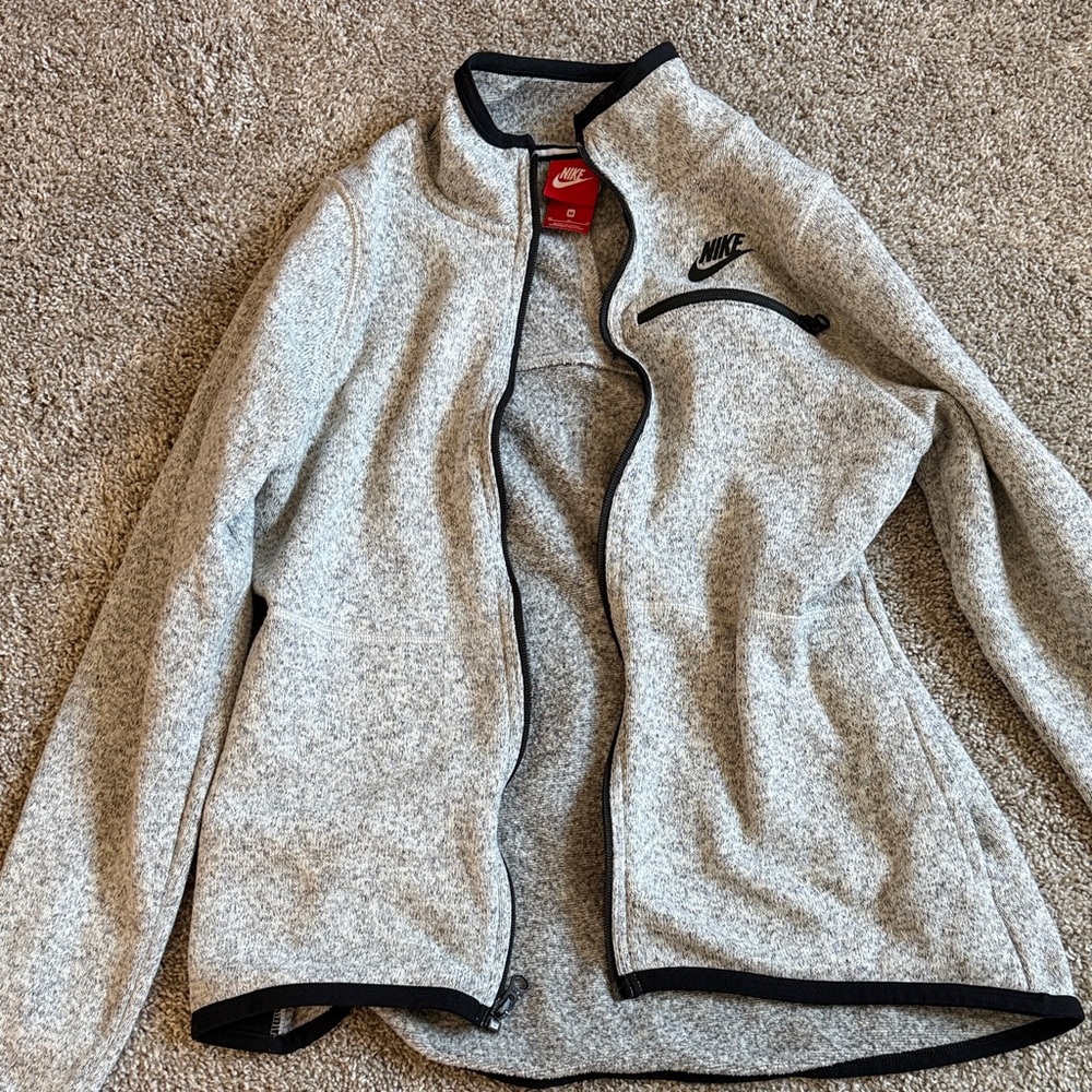 Nike Gray and Black Full-Zip Fleece Jacket